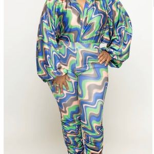 Good time jumpsuit green blue